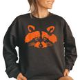 Halloween Trash Panda Bandit Raccoon Pumpkin Jackolantern Women Oversized Sweatshirt Black