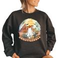 Howdy Ghouls Retro Western Country Cowboy Cowgirl Halloween Women Oversized Sweatshirt Black