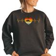 Love Armadillo Heartbeat Design Vintage Retro Armadillo Women Oversized Sweatshirt Black