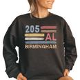Retro Birmingham Area Code 205 Residents State Alabama Women Oversized Sweatshirt Black
