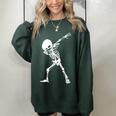 Dabbing Skeleton - Funny Halloween Dab Skull Women Oversized Sweatshirt Forest