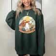 Howdy Ghouls Retro Western Country Cowboy Cowgirl Halloween Women Oversized Sweatshirt Forest