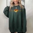 Love Armadillo Heartbeat Design Vintage Retro Armadillo Women Oversized Sweatshirt Forest