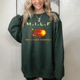 MILF Man I Love Fireball - Funny 8 Bit Vintage Women Oversized Sweatshirt Forest