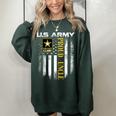 Vintage Us Army Proud Uncle With American Flag Gift Women Oversized Sweatshirt Forest