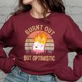 Burnt Out But Optimistic - Retro Vintage Sunset Women Oversized Sweatshirt Maroon