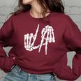 Cute Freaky Los Angeles Hand Sign Skeleton La Gift Women Oversized Sweatshirt Maroon