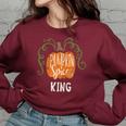 King Pumkin Spice Fall Matching For Family Women's Oversized Sweatshirt Maroon