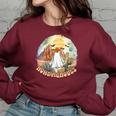 Howdy Ghouls Retro Western Country Cowboy Cowgirl Halloween Women Oversized Sweatshirt Maroon