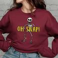 Oh Snap Skeleton Bone Breaking Halloween T Women Oversized Sweatshirt Maroon