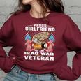 Proud Girlfriend Of An Iraq War Veteran Military Vets Lover Women Oversized Sweatshirt Maroon