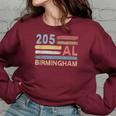 Retro Birmingham Area Code 205 Residents State Alabama Women Oversized Sweatshirt Maroon