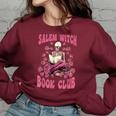 Salem Witch Book Club Halloween Skeleton Reading Season Reading Funny Designs Funny Gifts Women Oversized Sweatshirt Maroon