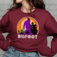 Vintage Bigfoot Halloween Trick Or Treating Halloween Funny Gifts Women Oversized Sweatshirt Maroon