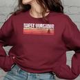 West Virginia Retro Style Vintage 70S 80S 90S Gift 70S Vintage Designs Funny Gifts Women Oversized Sweatshirt Maroon