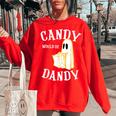 Candy Trick Or Treat Halloween Vintage Retro Americana 1950S Halloween Funny Gifts Women Oversized Sweatshirt Red