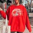 Death Trick Or Treating - Vintage Skeleton Halloween Halloween Funny Gifts Women Oversized Sweatshirt Red