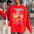 Ft Fort Lauderdale Florida Retro Vintage Beach Surf Surfing Florida Gifts & Merchandise Funny Gifts Women Oversized Sweatshirt Red
