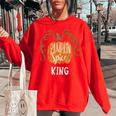 King Pumkin Spice Fall Matching For Family Women's Oversized Sweatshirt Red