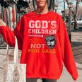 Gods Children Are Not For Sale Retro Women Oversized Sweatshirt Red