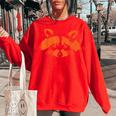 Halloween Trash Panda Bandit Raccoon Pumpkin Jackolantern Women Oversized Sweatshirt Red