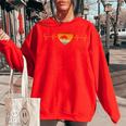 Love Armadillo Heartbeat Design Vintage Retro Armadillo Women Oversized Sweatshirt Red