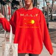 MILF Man I Love Fireball - Funny 8 Bit Vintage Women Oversized Sweatshirt Red