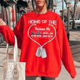 My Mom Is Brave Home Of The Free Proud Army Daughter Son Women Oversized Sweatshirt Red