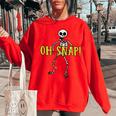Oh Snap Skeleton Bone Breaking Halloween T Women Oversized Sweatshirt Red