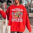 Proud Girlfriend Of An Iraq War Veteran Military Vets Lover Women Oversized Sweatshirt Red