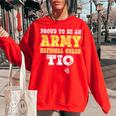 Proud To Be An Army National Guard Tio Military Uncle Women Oversized Sweatshirt Red