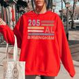 Retro Birmingham Area Code 205 Residents State Alabama Women Oversized Sweatshirt Red