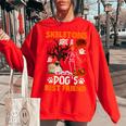 Skeletons Pug Is Friends Funny Halloween Costume Women Oversized Sweatshirt Red