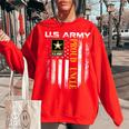 Vintage Us Army Proud Uncle With American Flag Gift Women Oversized Sweatshirt Red