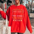 They Didn't Burn Witches They Burned Feminist Witch Women's Oversized Sweatshirt Red