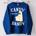 Candy Trick Or Treat Halloween Vintage Retro Americana 1950S Halloween Funny Gifts Women Oversized Sweatshirt Royal Blue