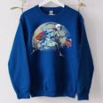 Death Trick Or Treating - Vintage Skeleton Halloween Halloween Funny Gifts Women Oversized Sweatshirt Royal Blue