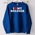 I Love My Soldier Us Army Military Girlfriend Wife Proud Mom Gifts For Mom Funny Gifts Women Oversized Sweatshirt Royal Blue