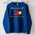 MILF Man I Love Fireball - Funny 8 Bit Vintage Women Oversized Sweatshirt Royal Blue