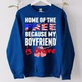 My Boyfriend Is Brave Home Of The Free Proud Army Girlfriend Women Oversized Sweatshirt Royal Blue