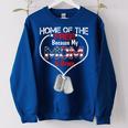 My Mom Is Brave Home Of The Free Proud Army Daughter Son Women Oversized Sweatshirt Royal Blue