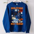 Skeletons Pug Is Friends Funny Halloween Costume Women Oversized Sweatshirt Royal Blue