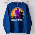 Vintage Bigfoot Halloween Trick Or Treating Halloween Funny Gifts Women Oversized Sweatshirt Royal Blue