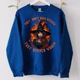 They Didn't Burn Witches They Burned Feminist Witch Women's Oversized Sweatshirt Royal Blue
