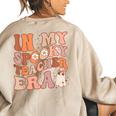In My Spooky Teacher Era Ghost Halloween Retro Teachers Day Ghost Halloween Funny Gifts Women's Oversized Back Print Sweatshirt Sand