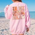 In My Spooky Teacher Era Ghost Halloween Retro Teachers Day Ghost Halloween Funny Gifts Women's Oversized Back Print Sweatshirt Light Pink
