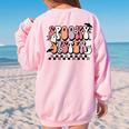 Retro Spooky Sister Floral Boho Ghost Sis Halloween Costume Gifts For Sister Funny Gifts Women's Oversized Back Print Sweatshirt Light Pink