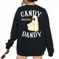 Candy Trick Or Treat Halloween Vintage Retro Americana 1950S Halloween Women's Oversized Sweatshirt Back Print Black