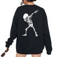 Dabbing Skeleton - Halloween Dab Skull Women Oversized Sweatshirt Back Print Black