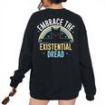Embrace He Existential Dread Cat Lovers Women's Oversized Sweatshirt Back Print Black